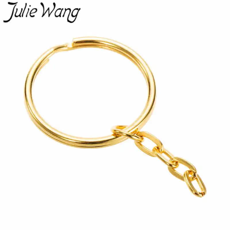 

Julie Wang 30PCS 25mm Iron Golden Key Ring With Short Chains Split Ring Keychain Jewelry Making Findings Accessory