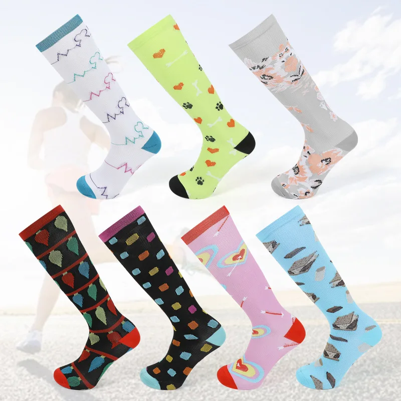 

Running Men Women New Compression Socks Funny Animal Cat Dog Prints Unisex Outdoor Running Cycling Long Pressure Stockings High