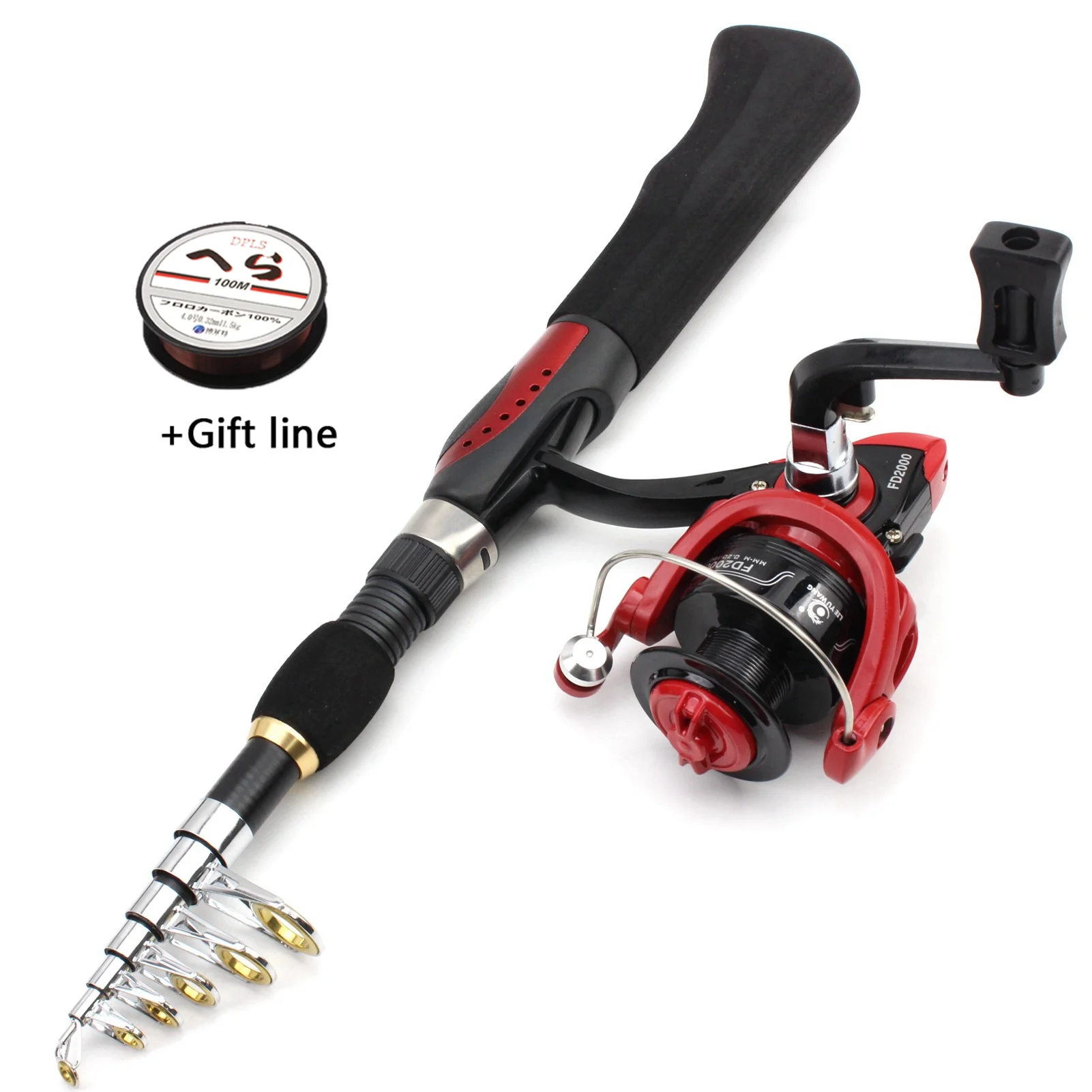 

Low price 1.65M Rod Reel Combos Carbon Super light spinning telescopic trout rod sea boat fishing rod beginner fishing set
