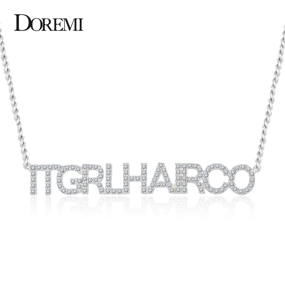 Silver Plating DOREMI 9 мм кристалл кулон ожерелье с буквами для женщин пользовательские ювелирные изделия имя ожерелье s цифры персонализированные циркония кулон - Окраска металла: Silver Plating