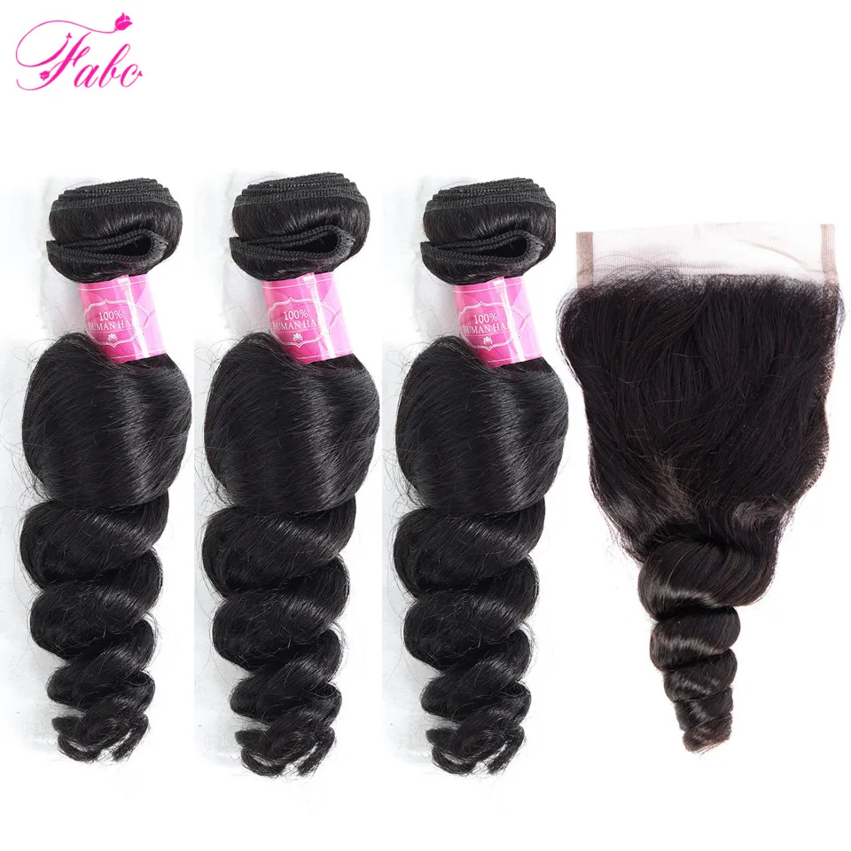 Перуанские волосы FABC волнистые пучки с застежкой свободные человеческие без