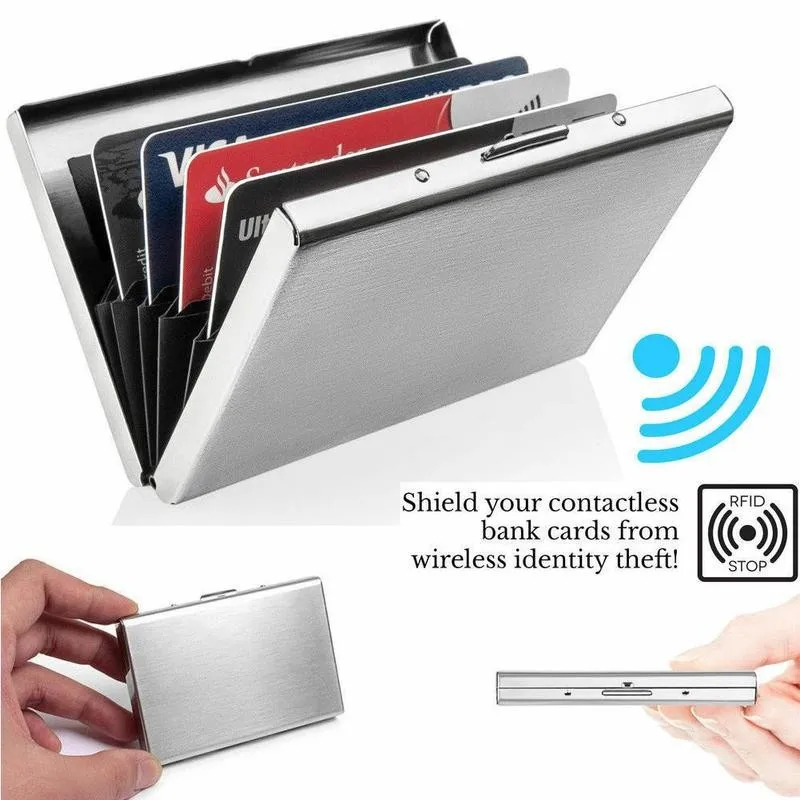 

Кошелек Rfid с 6 отделениями для карт, мужской, из алюминиевого сплава, с защитой от сканирования, кредитные держатель для карт, чехол для визит...
