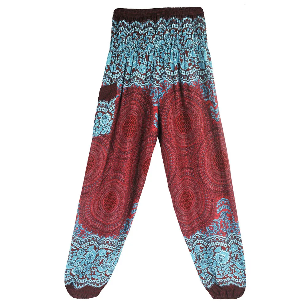 Женские брюки мешковатые из хлопка и льна тайские шаровары с широкими штанинами