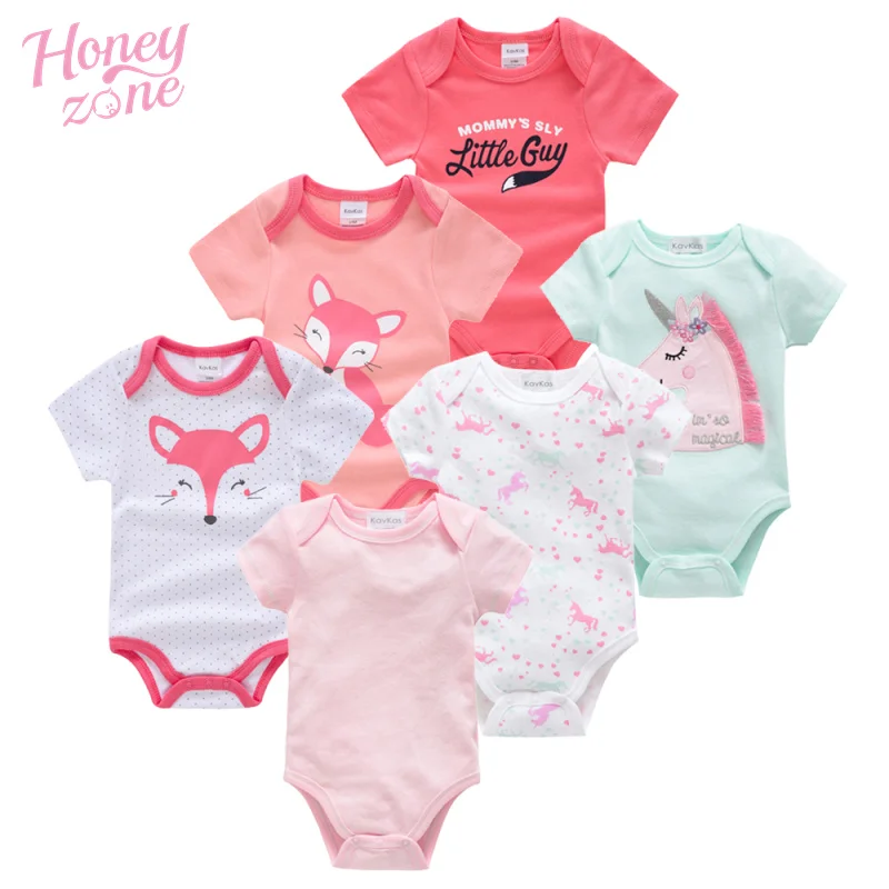 Honeyzone 6PCS/lot Summer New Born Baby Boy Clothes Set 100%Cotton ropa para bebe High Quality Body Girl Jumpsuits | Детская одежда и