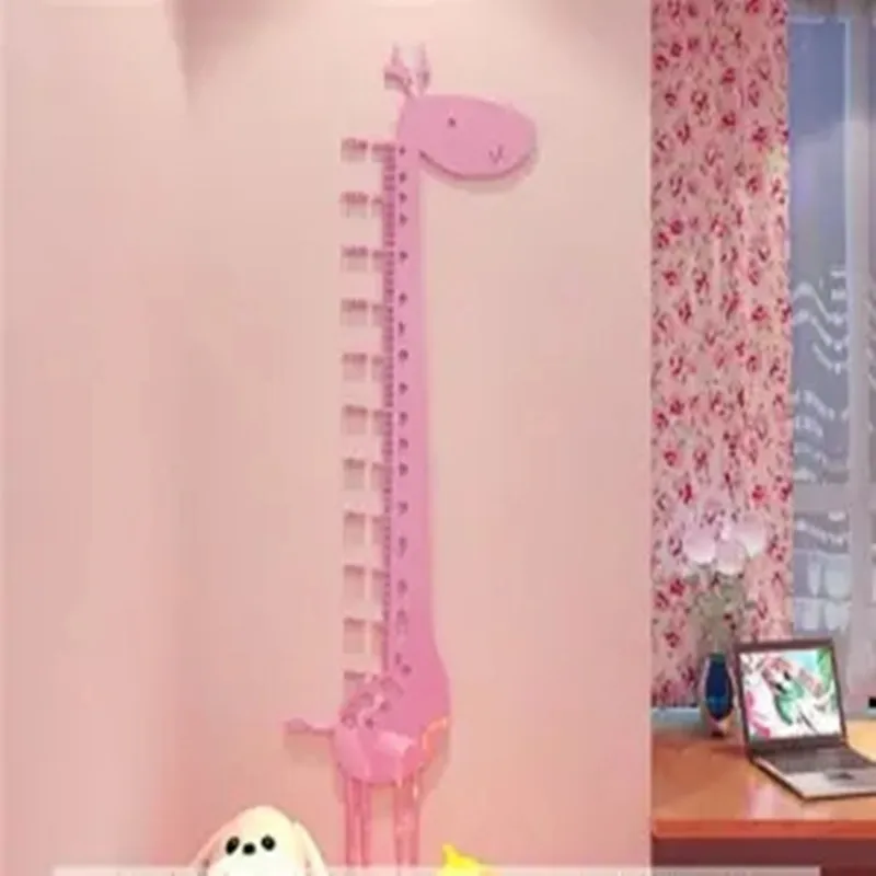 Stereo Cartoon Giraffe Height Measure Wall Sticker For Kids Room Ruler Decal Kindergarten Mural Door Acrylic Stickers | Дом и сад