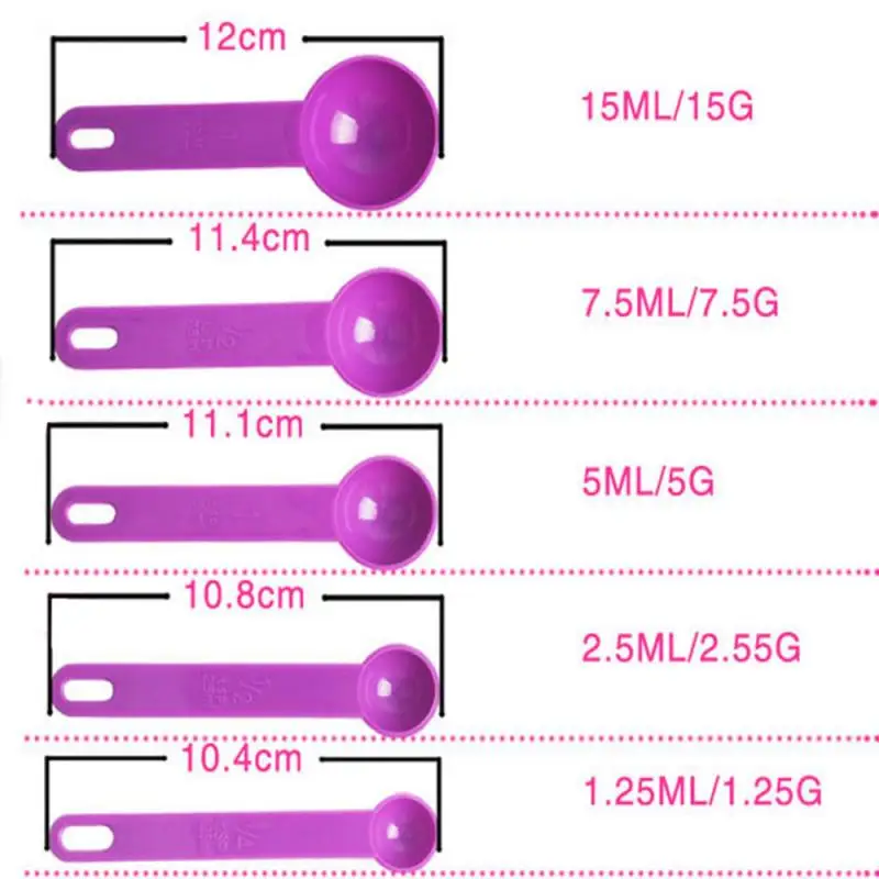 

5PCS/SET Silicone Measuring Ladle Creative Baking Cooking Kitchen Measuring Spoon Resin With Scale Tools For Liquid Seasoning