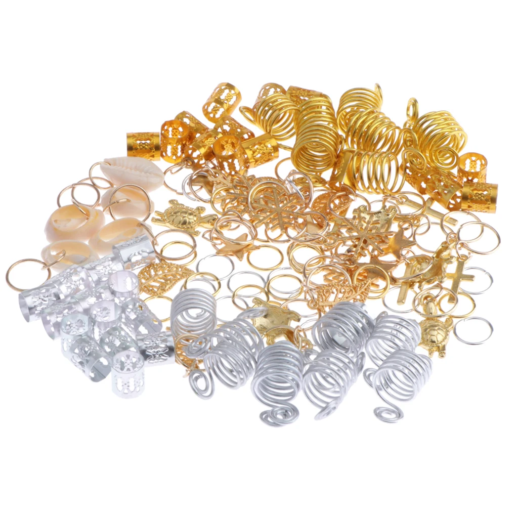 

120 Pieces Metal Hair Dreadlocks Rings, Braiding Hair Clips Hair Accessories