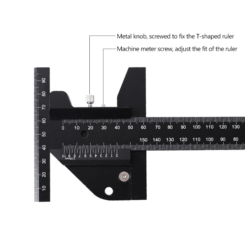 

QX2B Aluminum Alloy Scale Metric Measure Scribing Ruler T Shape Woodworking Carpentry Marking Tool Line Drawing Ruler