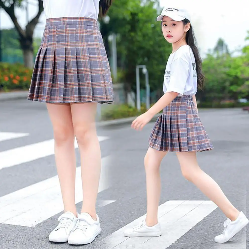 4 16Years в клеточку для девочек Юбки маленьких детский анти светильник студенческом