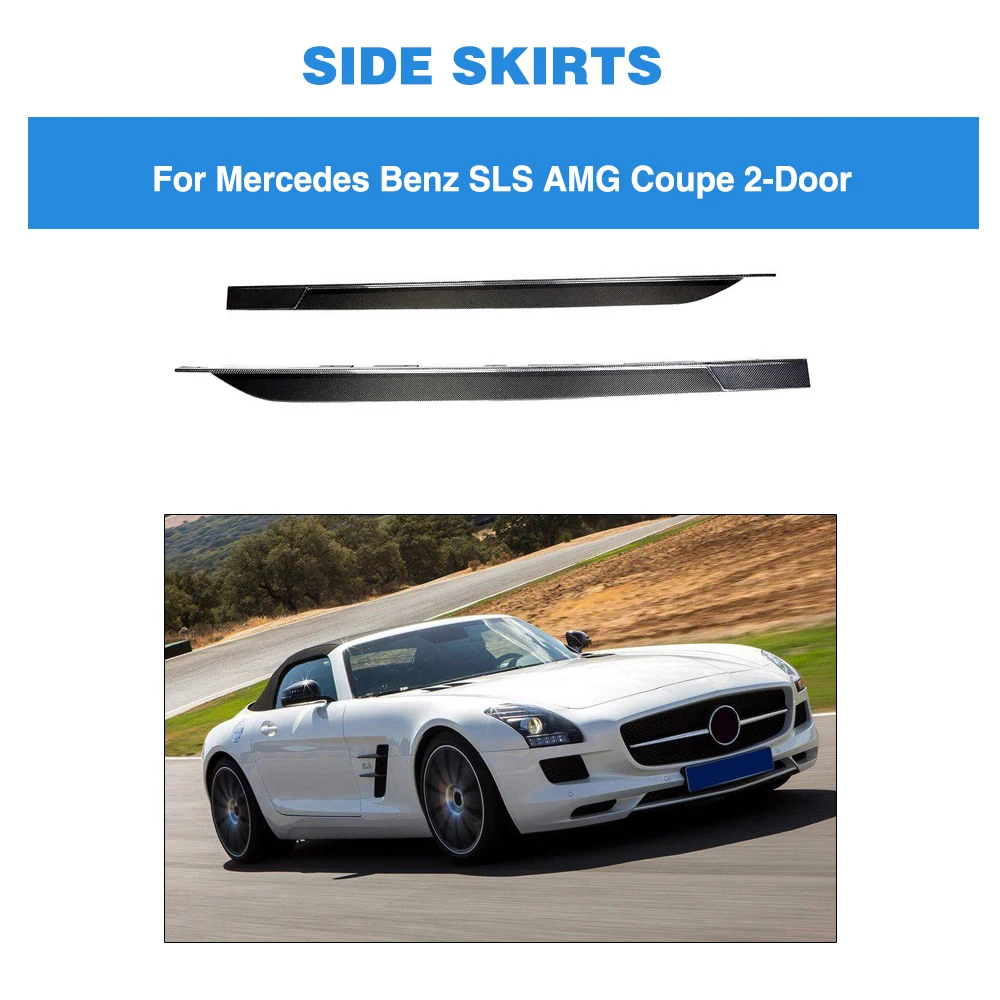 

For Mercedes-Benz SLS Class SLS63 AMG Bumper Guard 2010 - 2013 Carbon Fiber Side Skirts Aprons Extension Lips