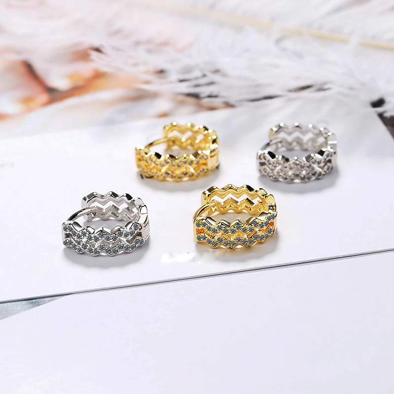 Luxury Multi-layer Wave Hoop Earrings Crystal Golden/White Bohemia Bridal Wedding Jewelry | Украшения и аксессуары