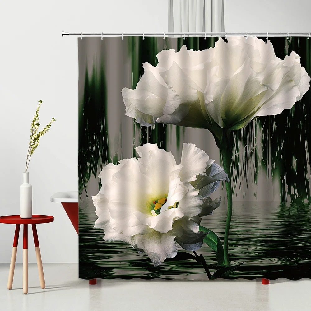 

Flowers Shower Curtain Set Flower Curtain Bathroom Curtains Polyester Shower Curtain Anti-Mold Bathroom Curtains