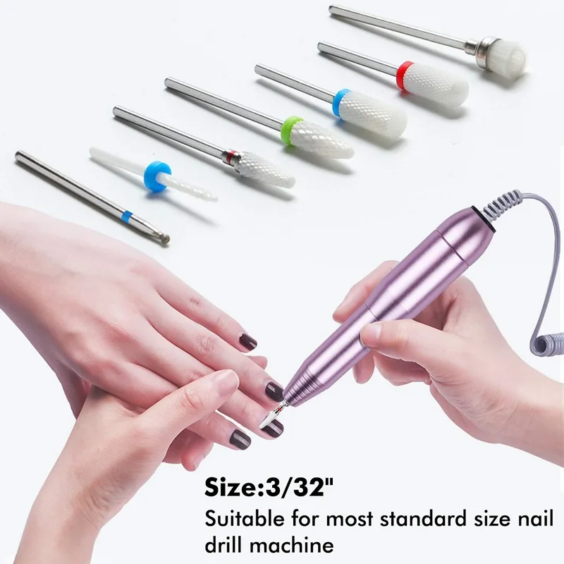 7 Pcs Nail Drill Bits Set Carbide Ceramic Milling Cutter Gel Polish Remover Electric Pedicure Drill Nail Files Nail Art Tool