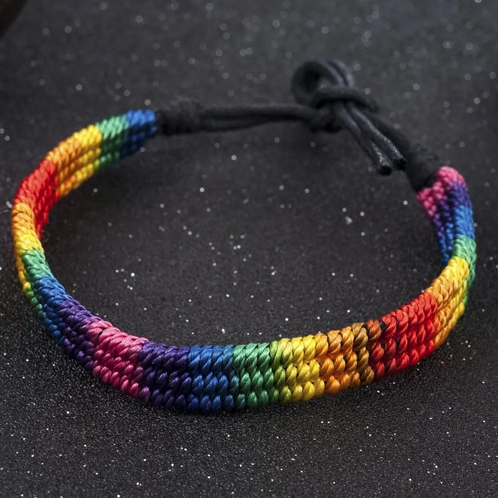 Цветные цветные ручные плетеные браслеты Радужный Цвет Ручная Веревка
