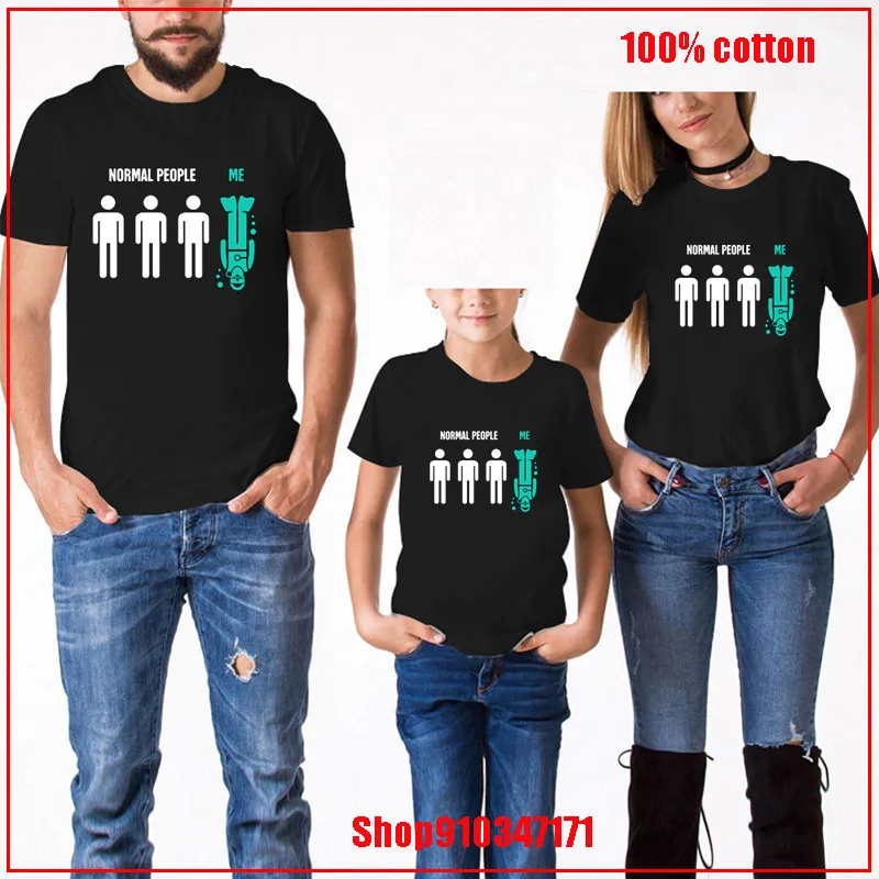 Normal People Me Funny Scuba Diving Design white 27cm mommy and daughter matching clothes teenage girls summer clothing parent | Мать и