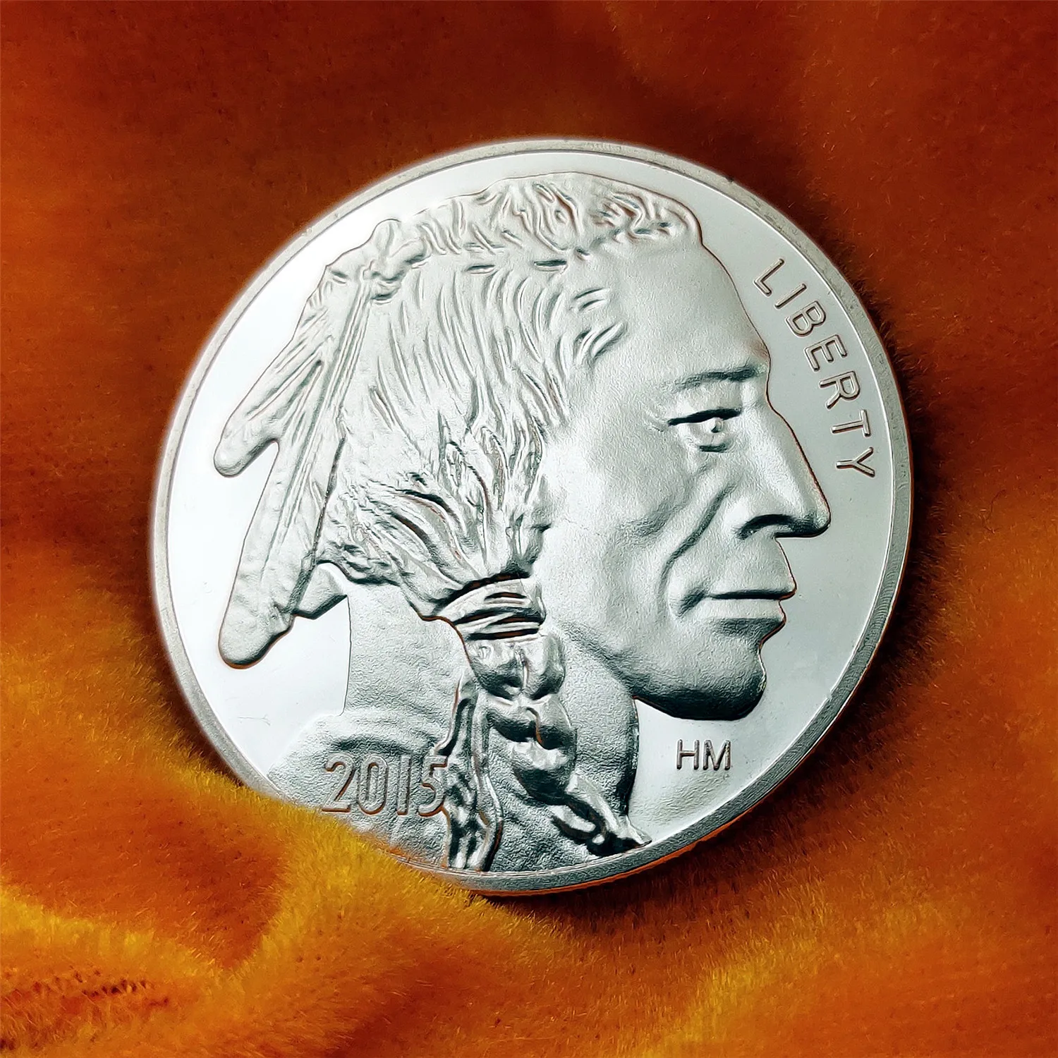 

2015 Indian/Buffalo Coin Commemorative Copy United States Liberty American Bison Badge Silver Plated Medal