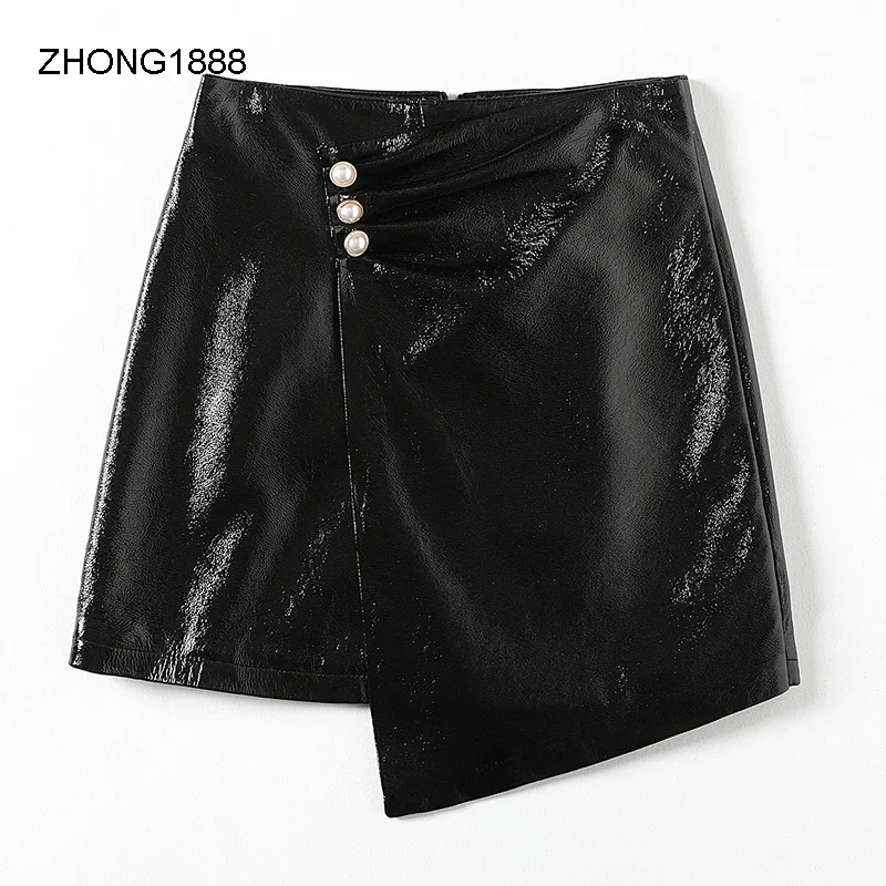 

New 2020 spring fashion genuine leather leather skirt women's casual short sheepskin sheath skirt T