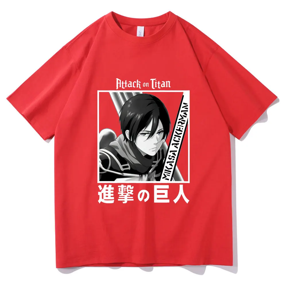 

Short Sleeve T Shirt Men Women Mikasa Ackerman Print Japanese Anime Shirt Summer Korean Harajuku Fashion