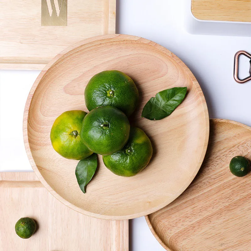Solid Wood Plate Whole Acacia Fruit Dishes Household Coaster Saucer Tea Tray Dessert Dinner Breakfast Tableware | Дом и сад