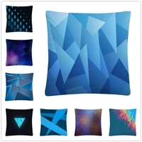 exquisite blue geometric pattern soft short plush cushion cover pillow case for home sofa car decor pillowcase 45x45cm
