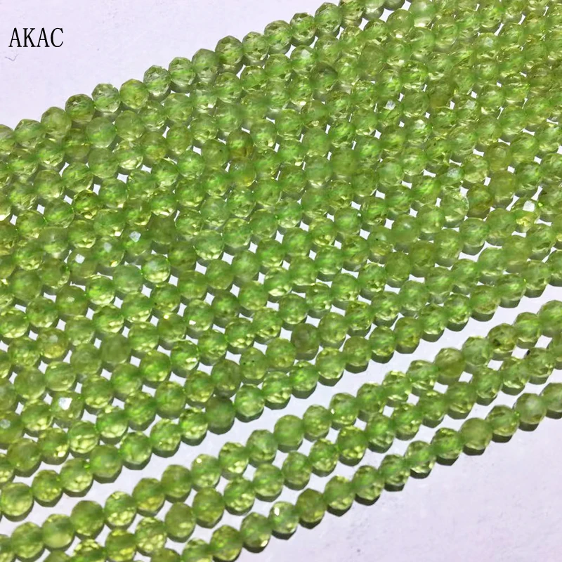 

2strands Approx3mm 100% Natural peridot faceted round loose beads for diy making design