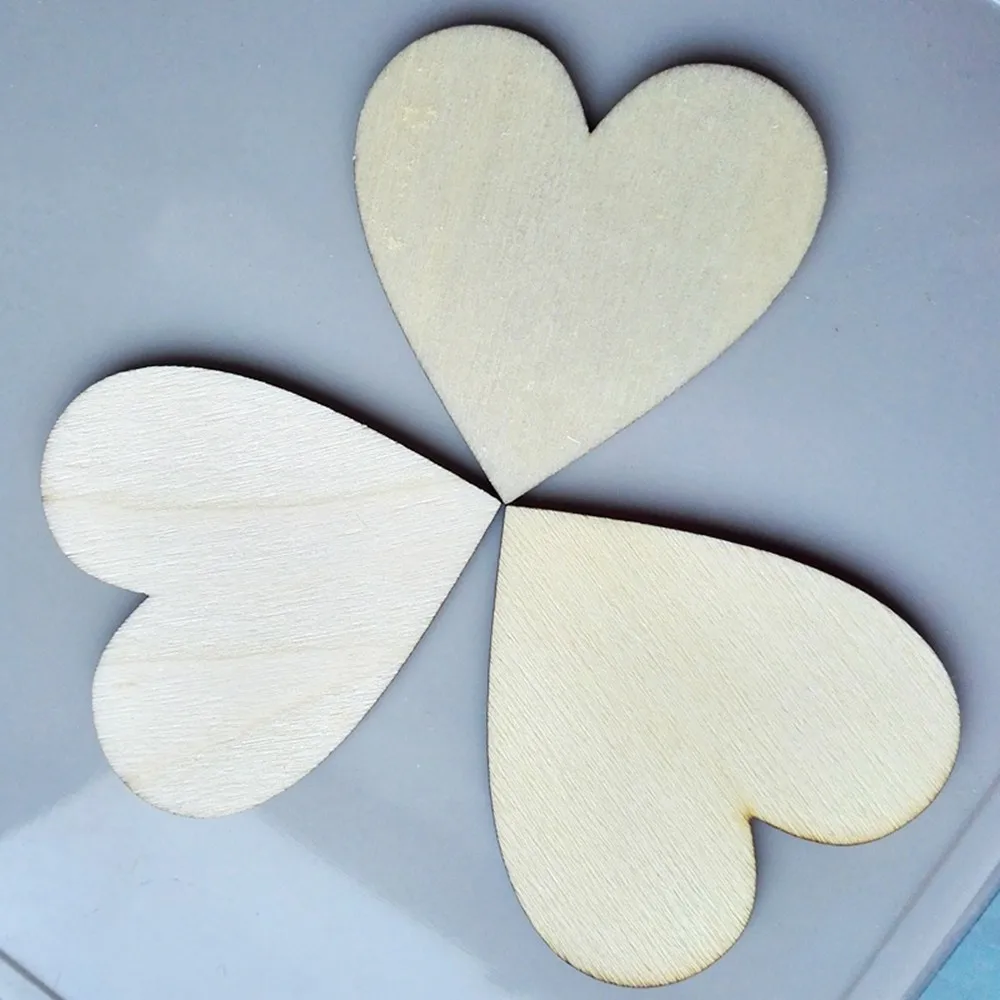 100/50 шт. пустой сердце деревянные ломтики диски дерево с принтом Любовь пустые