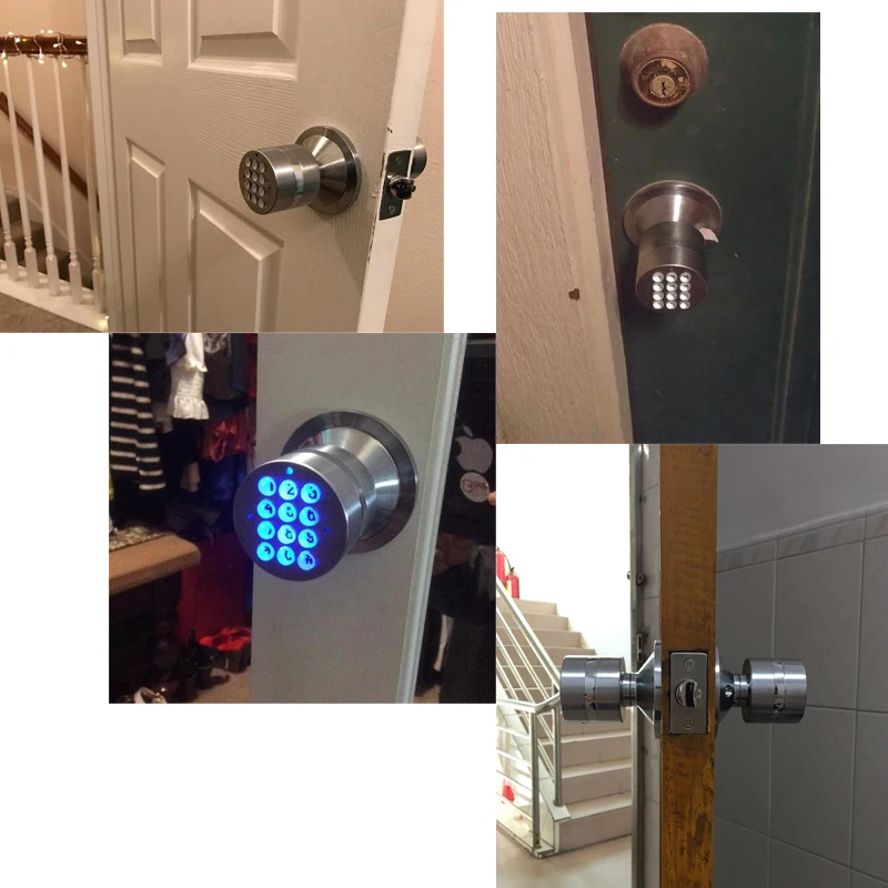 

RAYKUBE cerradura electronica contrasena con codigo sin llave de entrada cerradura de puerta de pomo de oficina en casa traje de