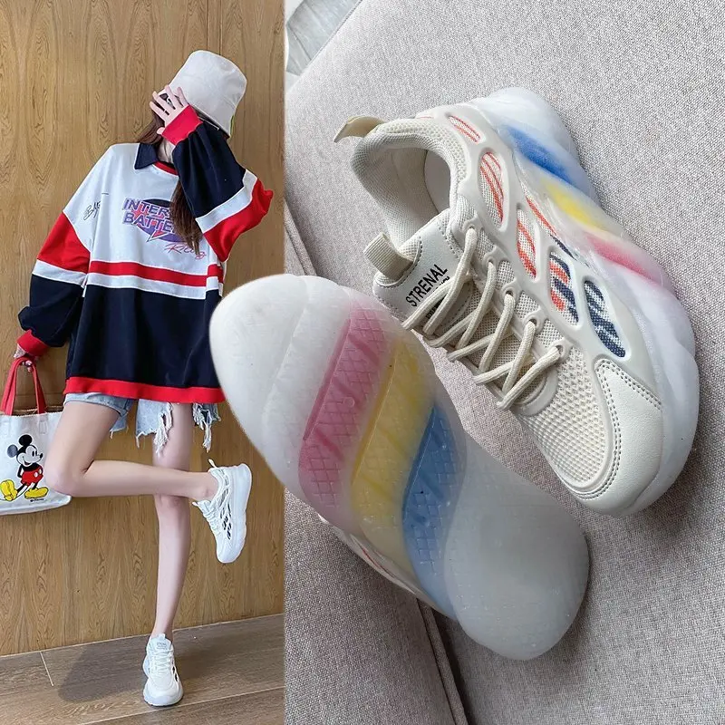 

New Sneakers Women Casual Platform Shoes Fashion Colorful Sole Sport Ladies Trainers Designer Chunky Sneakers Woman Basket Femme