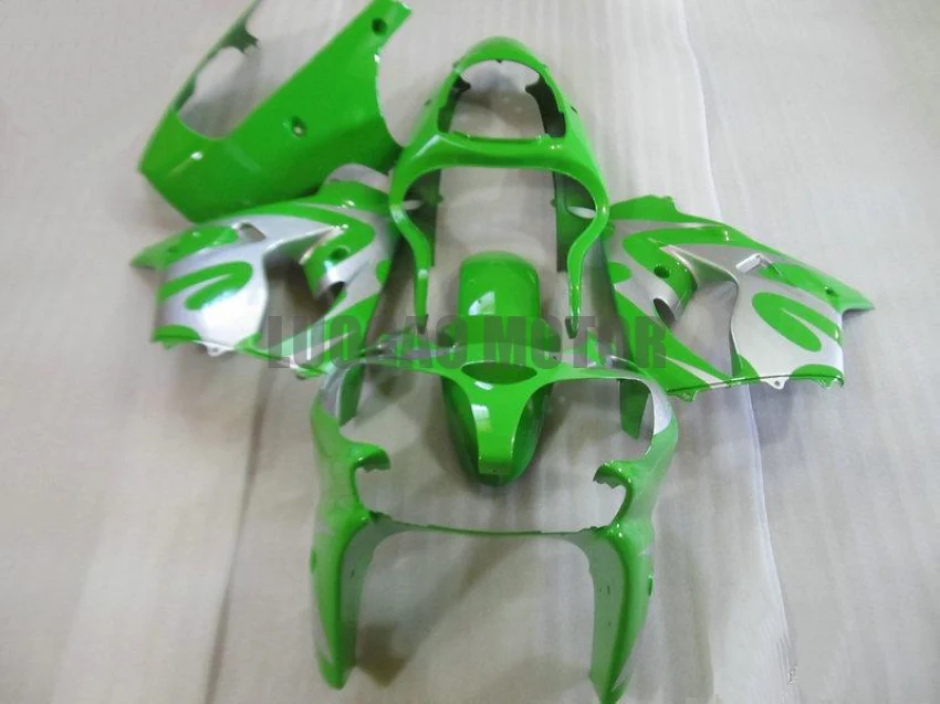 

Инъекций Бесплатная пользовательские мотоцикла ZX9R обтекатели комплект для Kawasaki Ninja ZX-9R зеленого и белого цветов 2000 2001 кузов ZX 9R 00-01 капоты