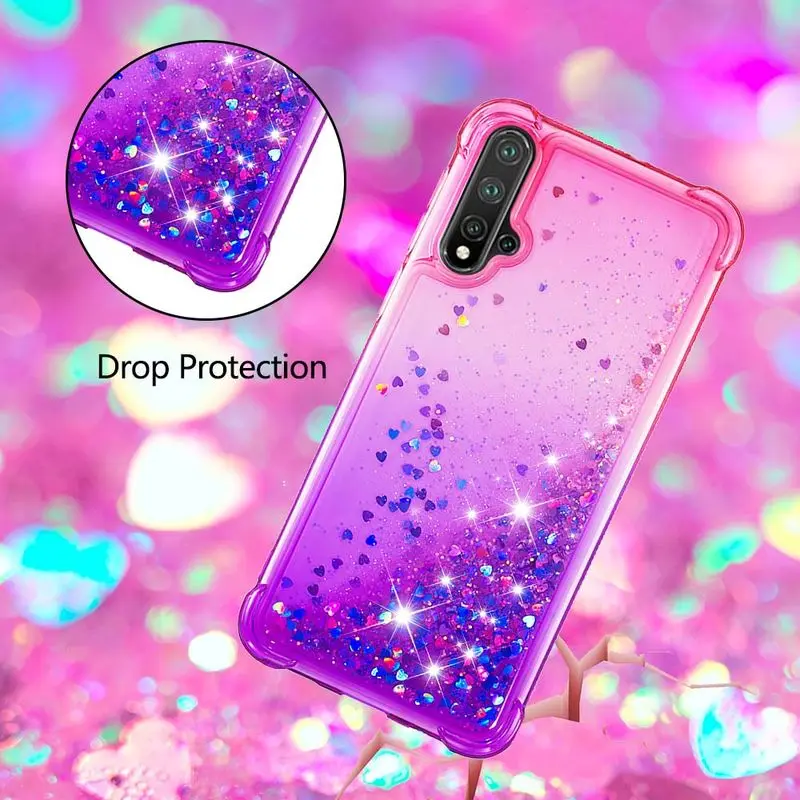 

Silicon Case Huawei Nova 5 Case Shockproof Phone Cover Huawei Nova5 Nova 5 Pro Fashion Dynamic Liquid Glitter Quicksand Cases