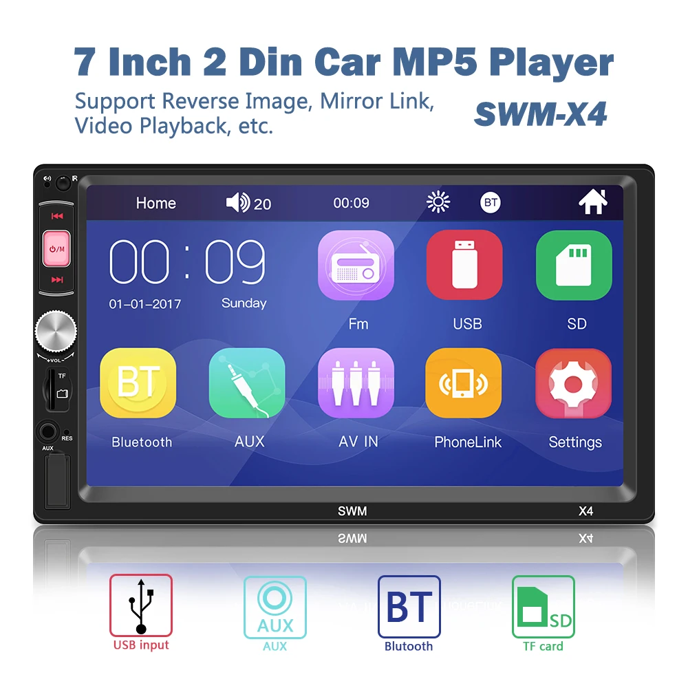 7 Inch MP5 Player 2Din Autoradio Bluetooth FM AUX USB TF Card Car Radio Multimedia Carplay SWM-X4 Auto Free Shipping | Автомобили и