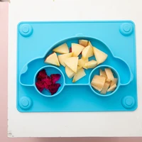 toddler infant baby tableware cartoon car shape kids compartment silicone dinner plates for food tray