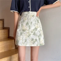 skirts summer new styles high waist thin small and fresh french retro niche a line skirts female short skirts