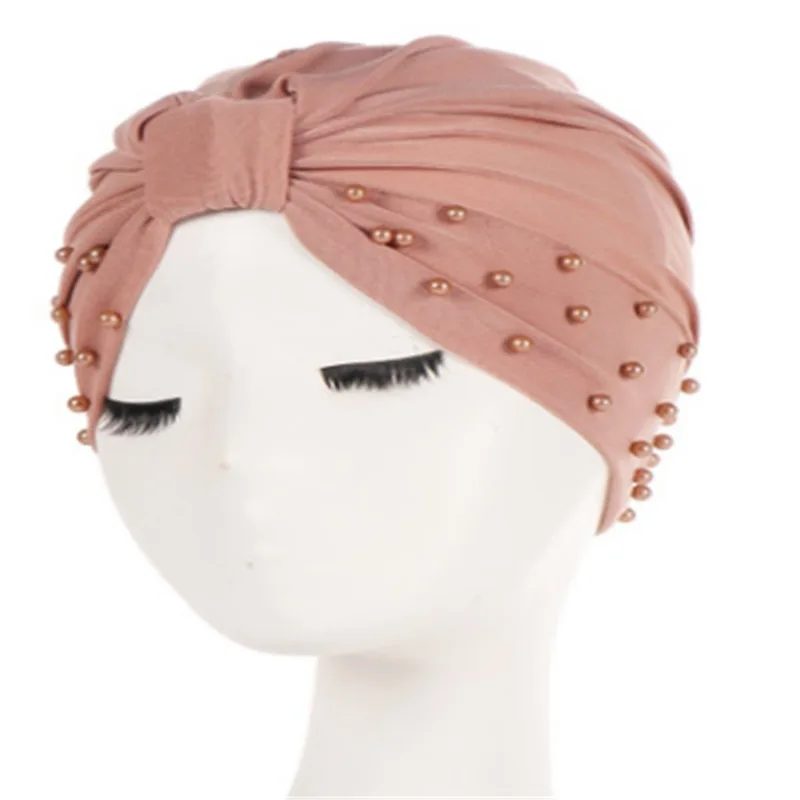 Новинка 2019 модный мусульманский однотонный тюрбан головной платок шапка для