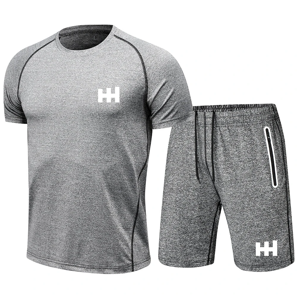 

2021 summer new brand men's fashion sports leisure ice silk fabric short sleeve shorts suit