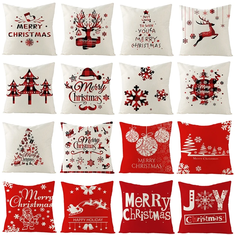 

Christmas cushion cover 45*45 Pillowcase sofa cushions Pillow cases Cotton Linen pillow covers Home Decor Xmas Decor for home