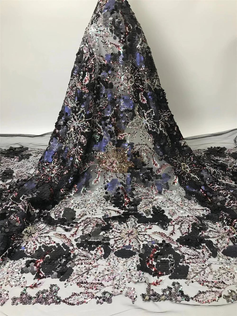

XIYA New arrival pure white African Lilac Lace Fabric 2021 High Quality French Tulle Net with Sequins For Nigeria Wedding NI4571