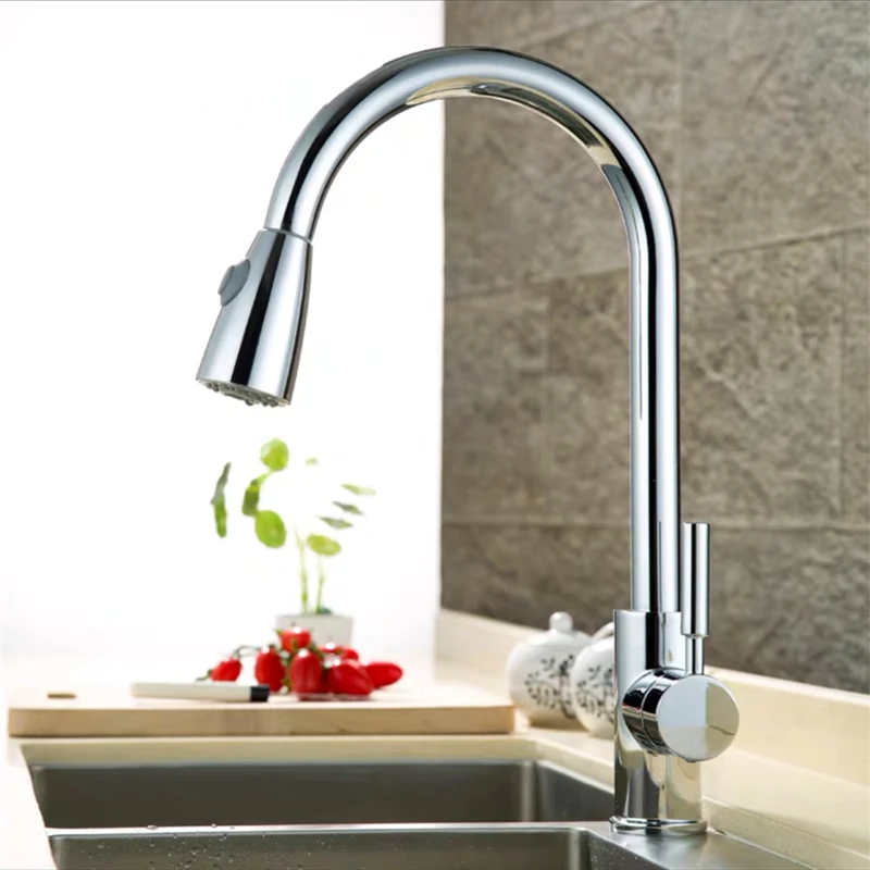 Смесители для кухни из матового никеля/черной латуни выдвижной кран кнопка