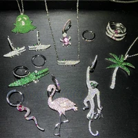 925 sterling silver cute animal necklace turtle coconut bracelet flamingo crocodile high end ear stud luxury brand design