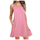 Платье женское, однотонное, с карманами, весна-лето, # W5, 2021