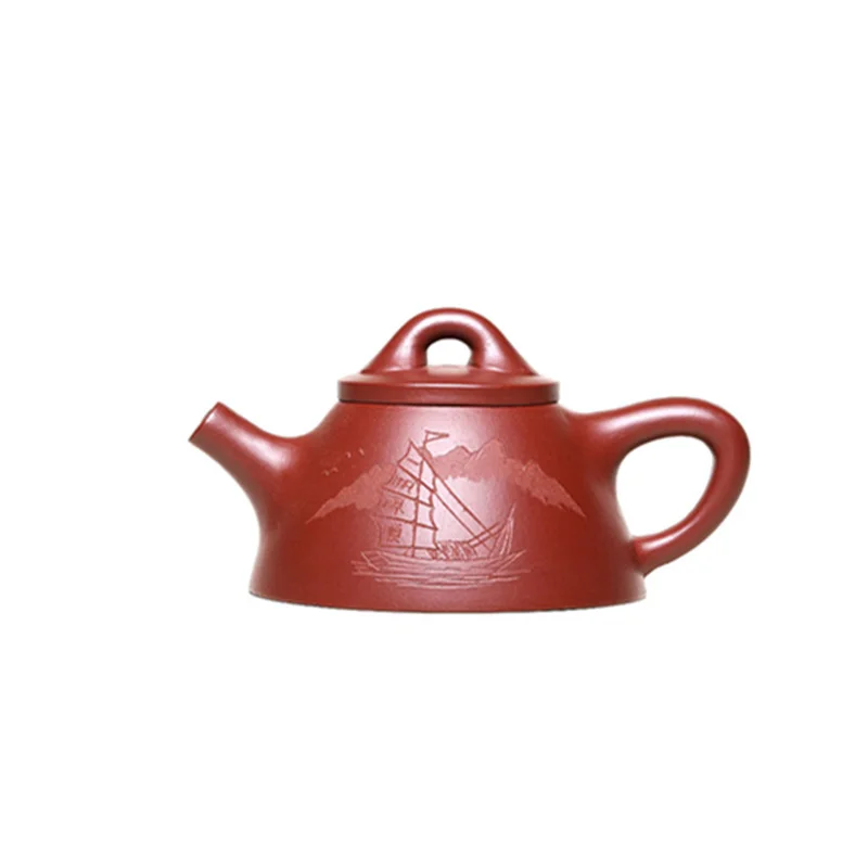 

Yixing Purple Clay Teapot Hand-carved and Painted Raw Ore Dahongpao Bawang Stone Scoop Household Teapot and Tea Maker