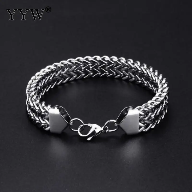 

Doublelayer Titanium Chain Bracelet Bangles Stainless Steel Bracelet for Men Curb Cuban Link Chain Bracelets Male Jewelry 2022