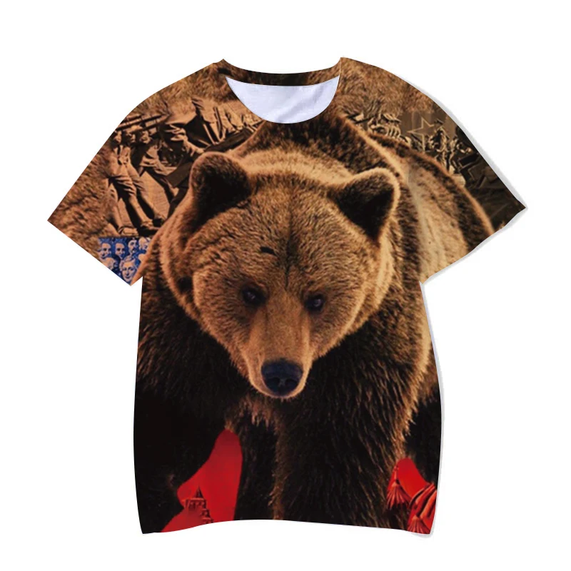 

3D fluorescent lion print T-shirt men's summer 2021 Korean version of the new O-neck short-sleeved T-shirt tops fashion style me