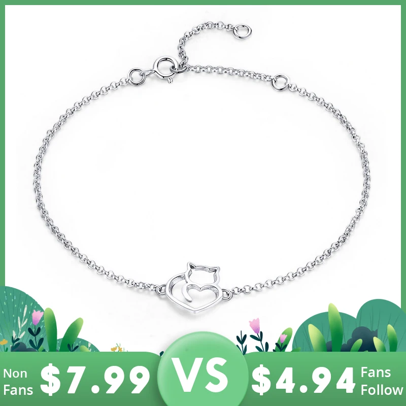 Браслет женский из серебра 925 пробы в виде спящего кота|Гибкие и жесткие браслеты|