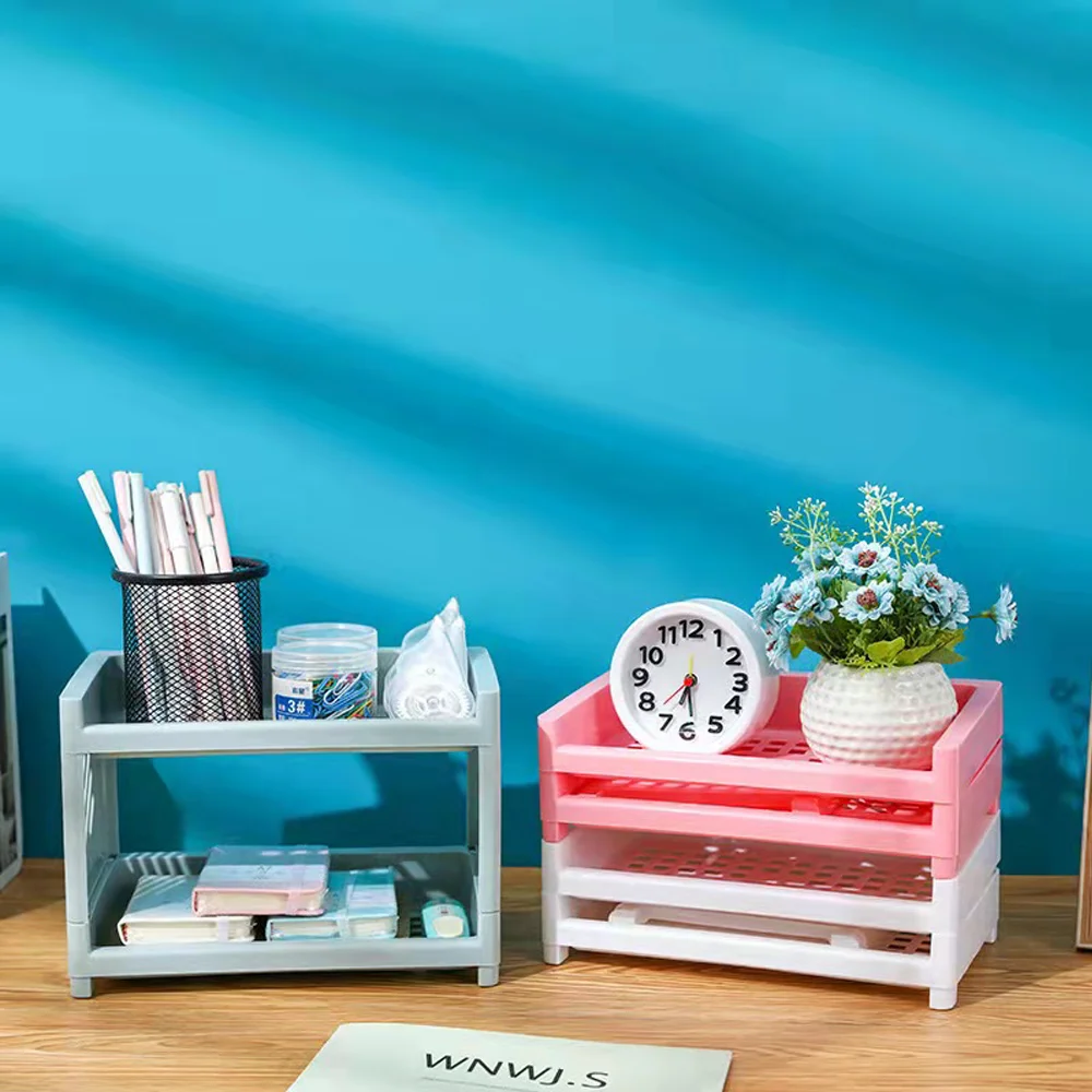 

Double-layer Plastic Storage Organizer Removable Bathroom Accessories Home Supplies For Kitchen Convenience 24.5x17x15cm