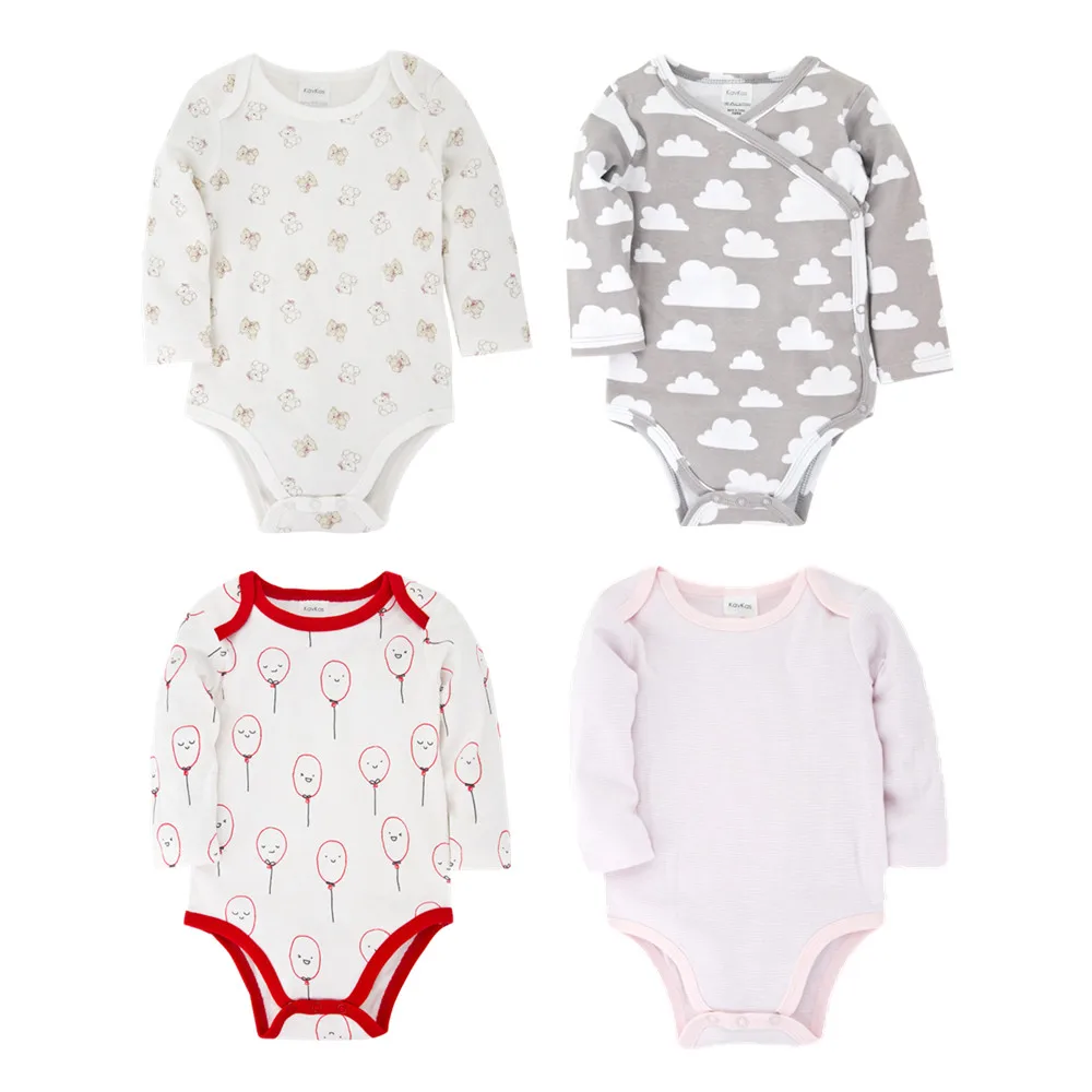 

Kavkas 2020 Baby Boy Clothes 4PCS/Lot Baby Bodysuits Girls Clothing Cotton 0-12M Printing Baby Girl Clothes Newborn Ropa bebe