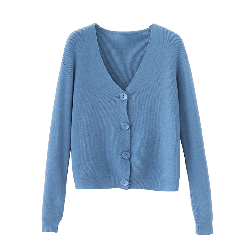 

4 Color Stretch V-neck Cardigan Sweater New Fashion Long-sleeved Solid Color Comfortable Sweater Casual Elegant Simple Cardigan