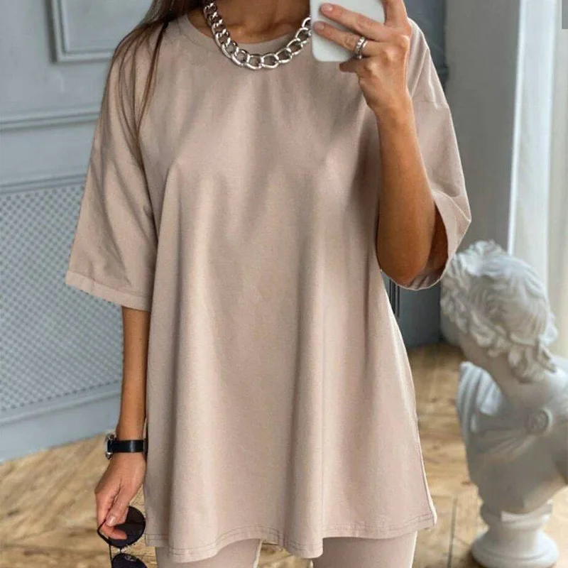 Летние однотонные женские комплекты из двух предметов с поясом коротким рукавом