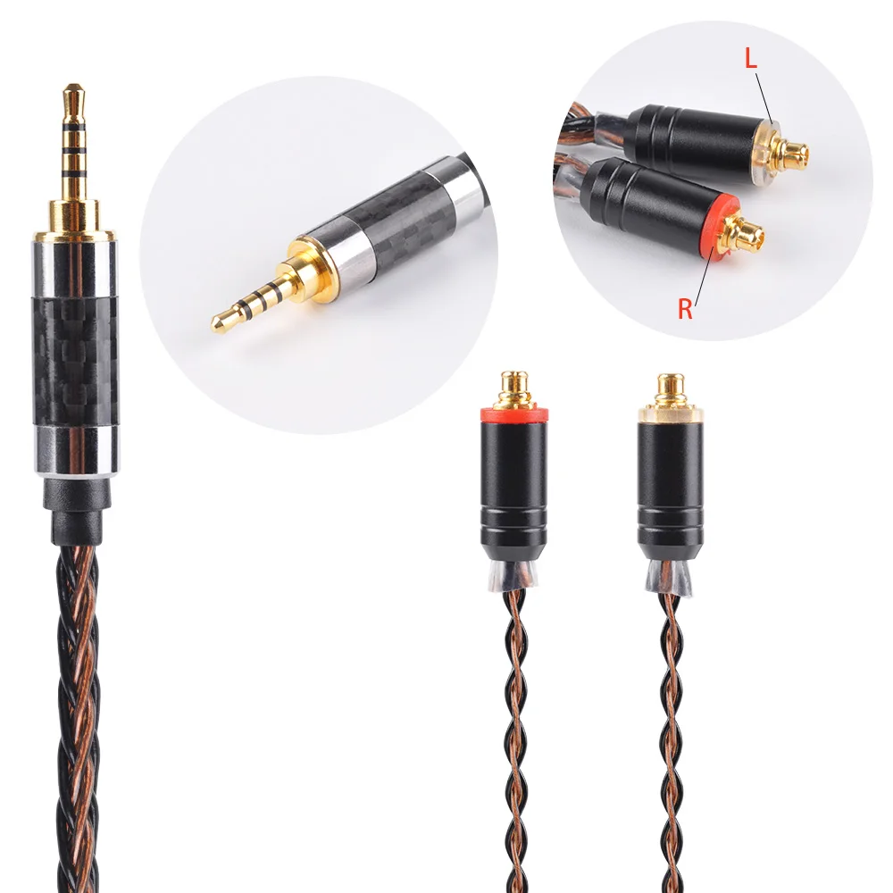 Yinyoo 3,5/4,4/2,5 мм сбалансированный MMCX для Shure SE215 se535 se846 2Pin 8 ядер посеребренный кабель для наушников для ZS10 AS10 ZSN для TRN