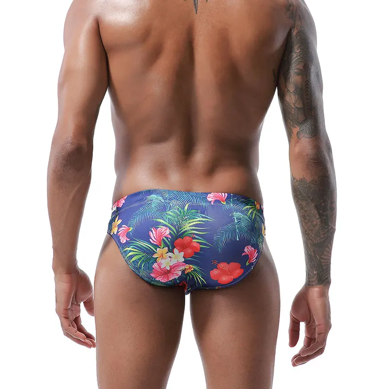 Мужские леопардовые плавки для плавания с низкой талией мужчин цветочным